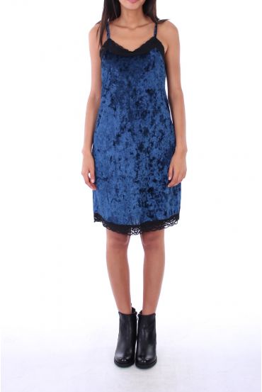 JURK VAN VELOURS 0129 BLAUW