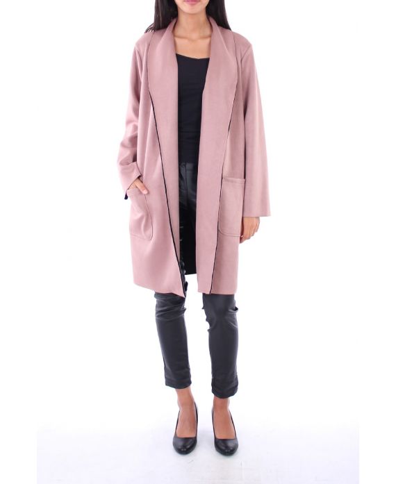 CAPPOTTO IN PELLE NABUK 0114 ROSA