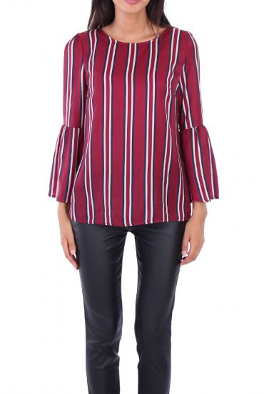 BLOUSE RAYEE SATINEE 0136 BORDEAUX