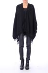 PONCHO HAS FRINGES 0119 BLACK