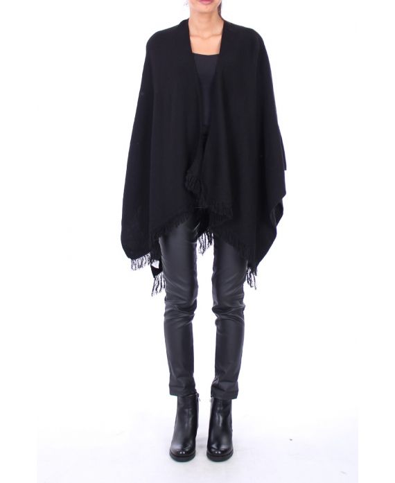 PONCHO A FRANGES 0119 NOIR