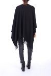 PONCHO HAS FRINGES 0119 BLACK