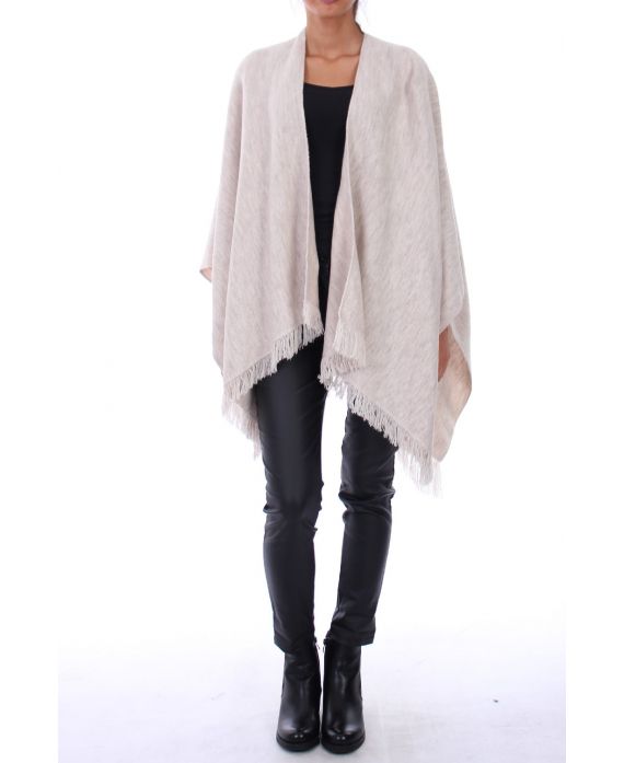 PONCHO HAS FRINGES 0119 BEIGE