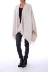 PONCHO A FRANGES 0119 BEIGE