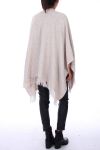 PONCHO A FRANGES 0119 BEIGE