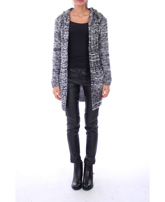 GILET LONG A CAPUCHE 0148 NOIR