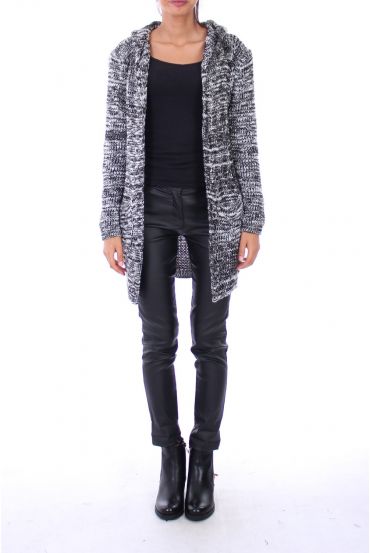 GILET LONG A CAPUCHE 0148 NOIR