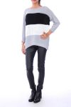 PULL TRICOLORE 0152 GRIS