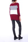 PULLOVER DREIFARBIG 0152 BORDEAUX