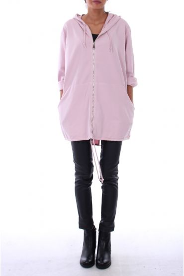 VESTE ZIPEE CAPPUCCIO 0150 ROSA