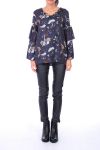 BLOUSE SATINEE BLOEMEN 0117 MARINE