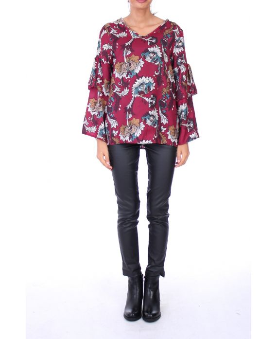 BLOUSE SATINEE BLOEMEN 0117 BORDEAUX