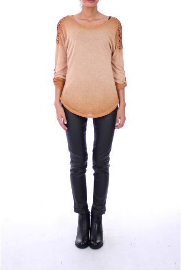 T-SHIRT SHOULDERS FANCY 0140 CAMEL