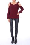 PULL A NOUER MOHAIR 0123 BORDEAUX