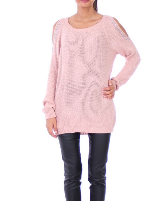 SWEATER RHINESTONE MOHAIR 0122 PINK