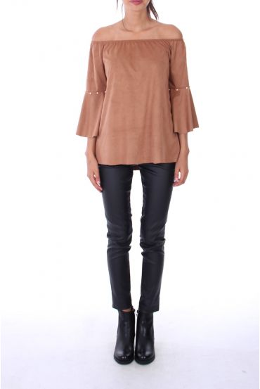 TUNIC NUBUCK BEADS 0173 CAMEL