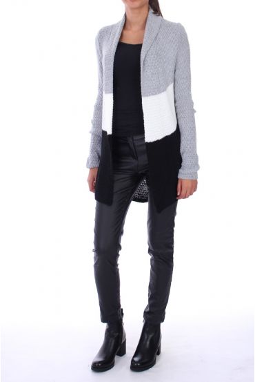 GILET LAINE TRICOLORE 0201 GRIS