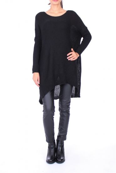 SWETER TUNIKA LUŹNE 0202 CZARNY