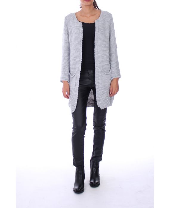 GILET LONG POCHES 0203 GRIS