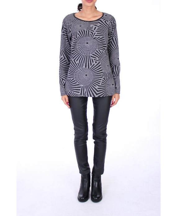 PULL IMPRIME GEOMETRIQUE 0227 NOIR