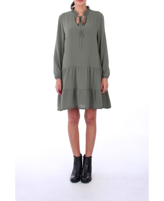 KLEID AUSSCHNITT HAT KNÜPFEN 0216 KHAKI