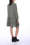 KLEID AUSSCHNITT HAT KNÜPFEN 0216 KHAKI