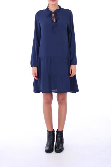 KLEID AUSSCHNITT HAT KNÜPFEN 0216 MARINE