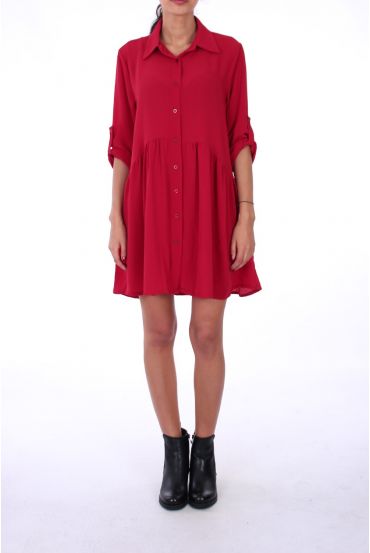 VESTIDO DE FORMA CAMISA BOUTONEE 0222 BURDEOS