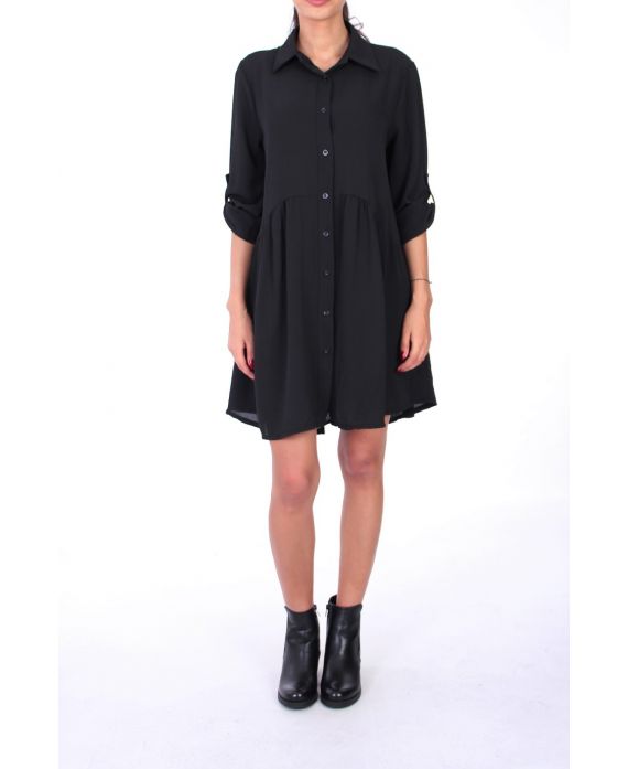 VESTIDO DE FORMA CAMISA BOUTONEE 0222 NEGRO