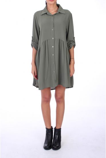 VESTIDO DE FORMA CAMISA BOUTONEE 0222 VERDE MILITAR