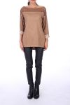 T-SHIRT IN PIZZO 0232 CAMMELLO