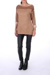 T-SHIRT MIT SPITZEN-0232 CAMEL