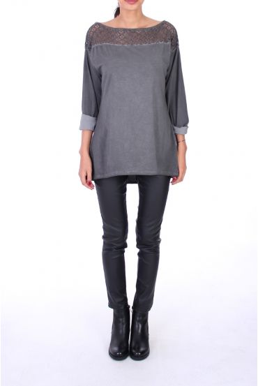 T-SHIRT IN PIZZO 0232 NERO