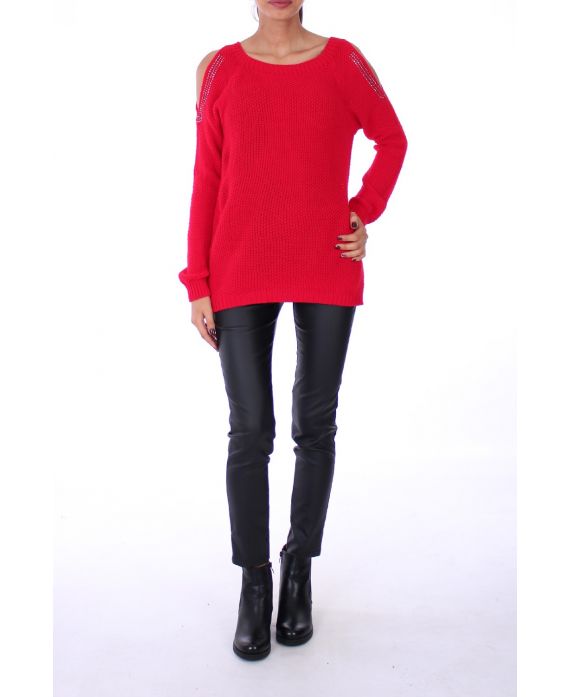 SWEATER RHINESTONE MOHAIR 0122 RED