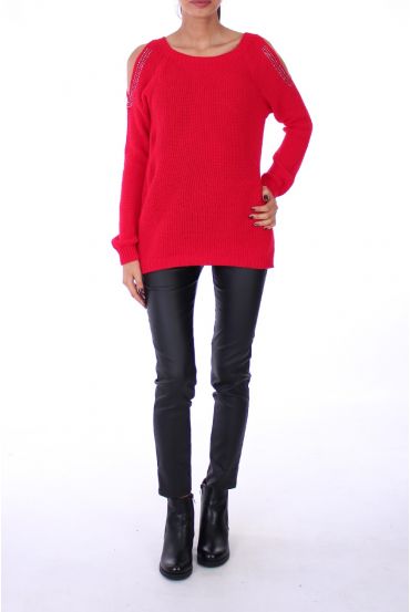 SWEATER RHINESTONE MOHAIR 0122 RED