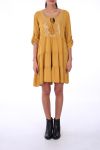 DRESS BOHEME SEQUINS 0236 MUSTARD