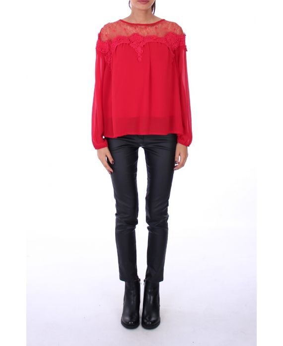 BLOUSE DENTELLE 0257 ROUGE