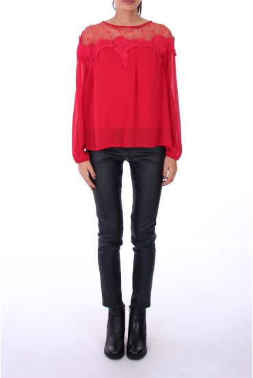 BLOUSE DENTELLE 0257 ROUGE