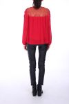 BLOUSE DENTELLE 0257 ROUGE