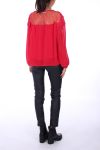 BLOUSE DENTELLE 0257 ROUGE