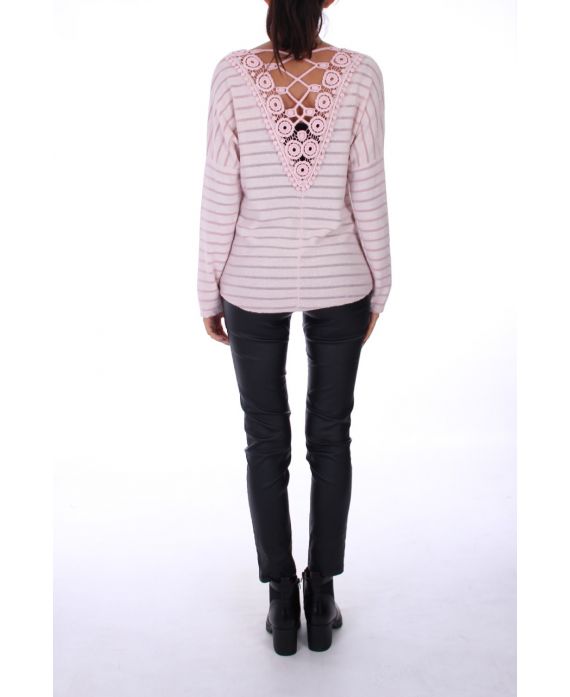 PULL FIL ARGENTE DOS FANTAISIE 0262 ROSE