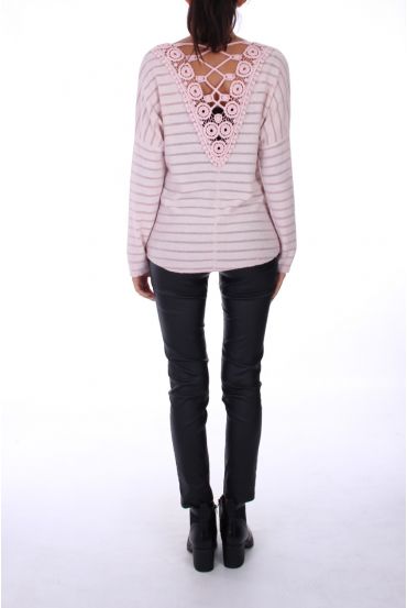 PULL FIL ARGENTE DOS FANTAISIE 0262 ROSE