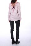 PULL FIL ARGENTE DOS FANTAISIE 0262 ROSE