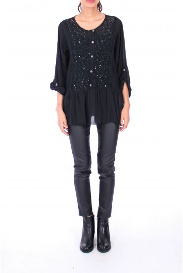 TUNIC 2 PIECES SEQUINS 0237 BLACK