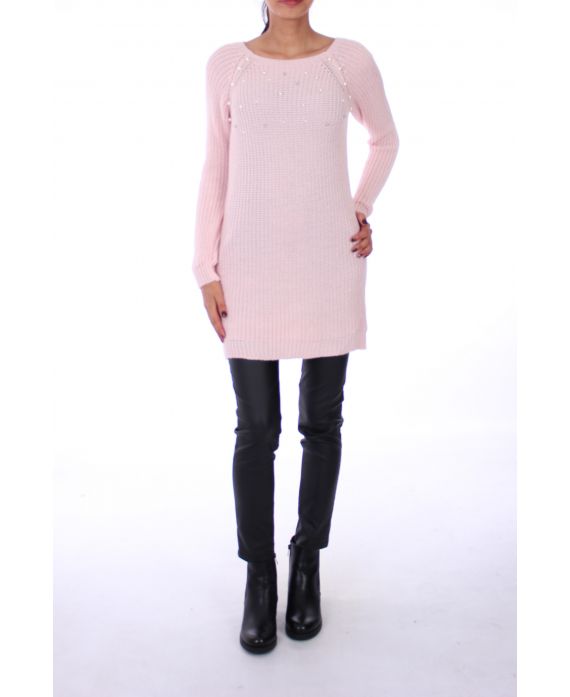 PULL PERLES FIL ARGENTE 0259 ROSE