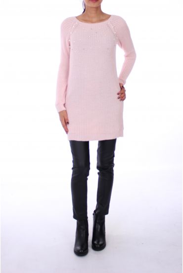 PULL PERLES FIL ARGENTE 0259 ROSE