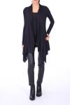 VEST MET ASYMMETRISCHE KAP 0261 ZWART