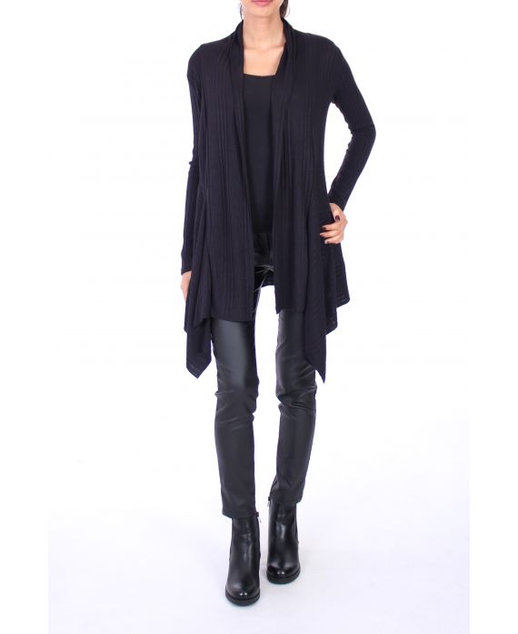 VEST MET ASYMMETRISCHE KAP 0261 ZWART