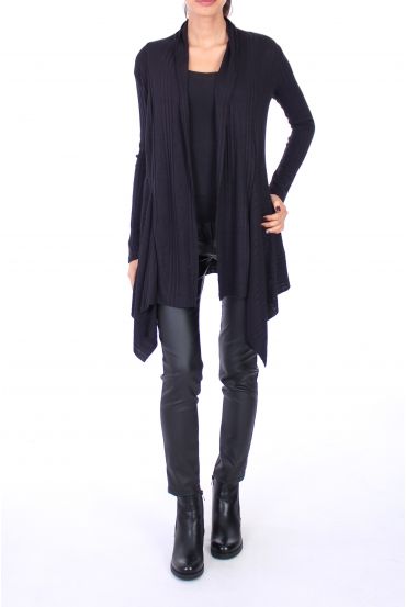 VEST MET ASYMMETRISCHE KAP 0261 ZWART