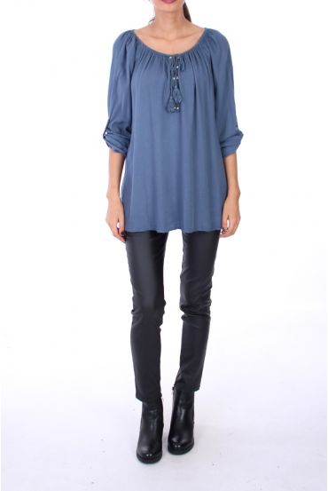 TUNIC NECKLINE HAS RIVETS 0268 BLUE